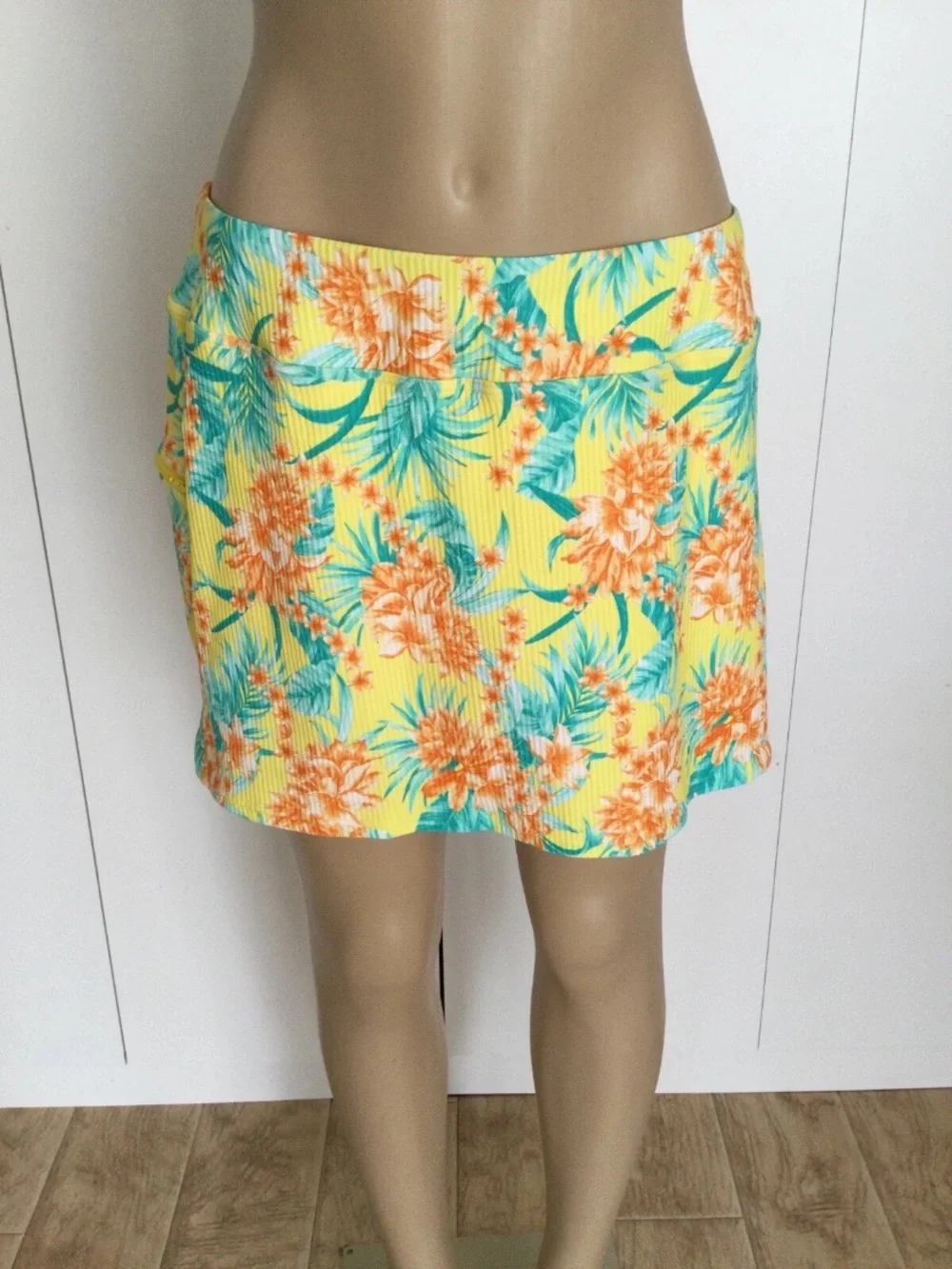 Sunsets Golden Tropics Ribbed Swim Skirt Size 16